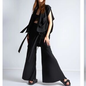 $425 MALIA MILLS KUSAMA KIMONO Black Silk Blend Top Tunic Coverup 1